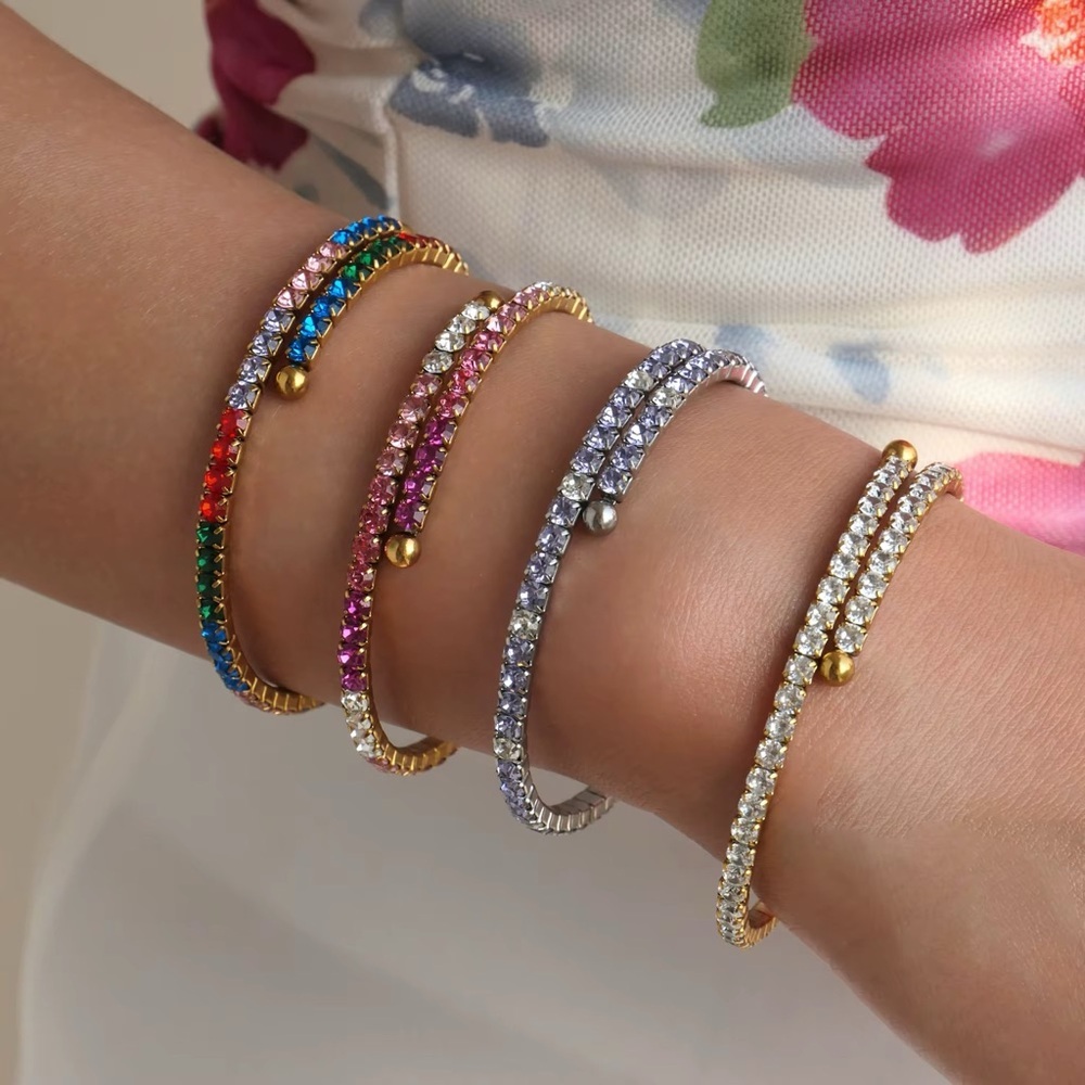 18 K Gold Plated Stainless Steel Sparkling Cz Bracelet